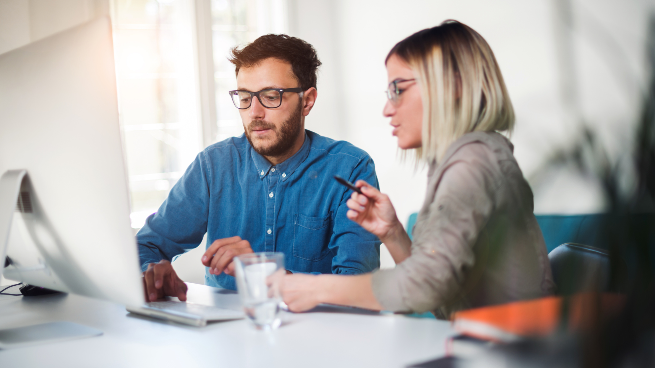 Man and woman in meeting